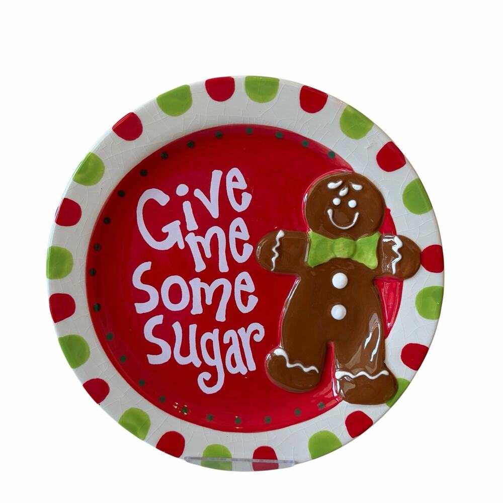 Cracker Barrel Christmas "Give Me Some Sugar" Gingerbread Man Plates 8" Set of 4